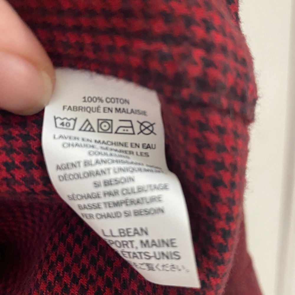 LL Bean Wicked Good Flannel Shirt Men L Red Houndstooth Button Up Cotton Rugged - Picture 6 of 8